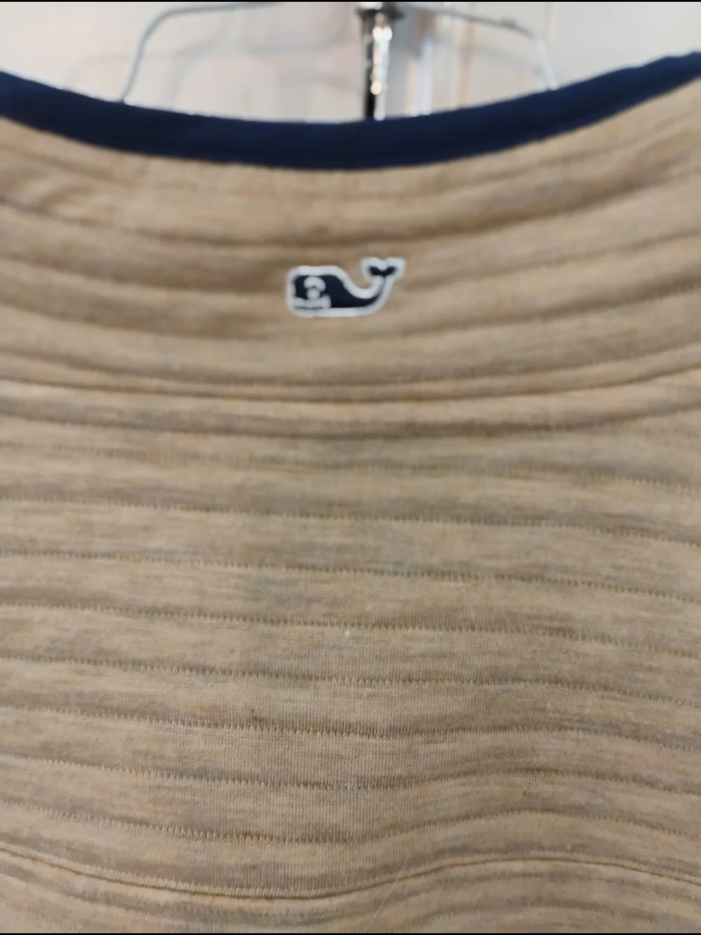 Vineyard Vines Tan and Navy Logo Pullover Mock Neck Size Medium